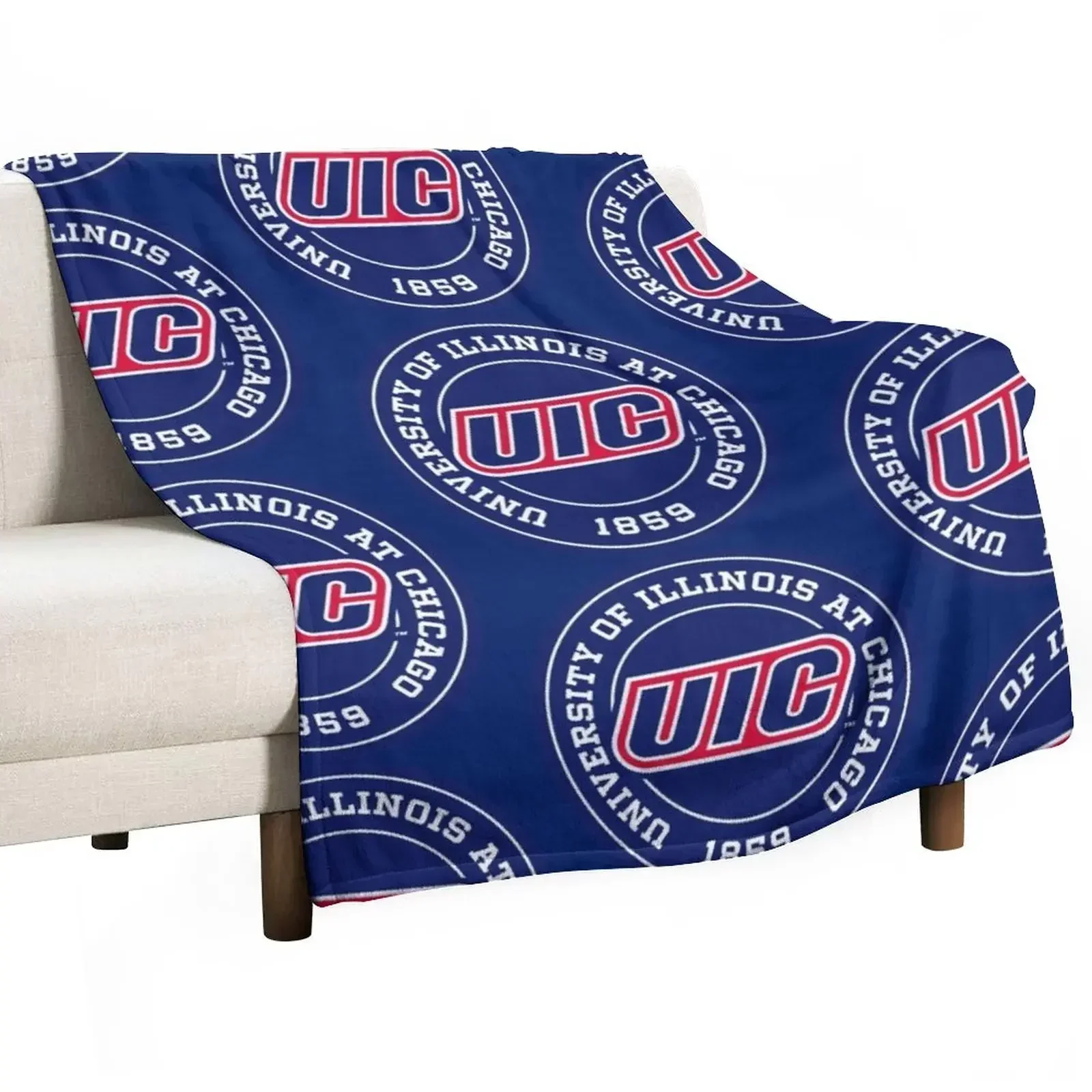 

University of Illinois at Chicago - UIC Throw Blanket Comforter bed plaid Blankets