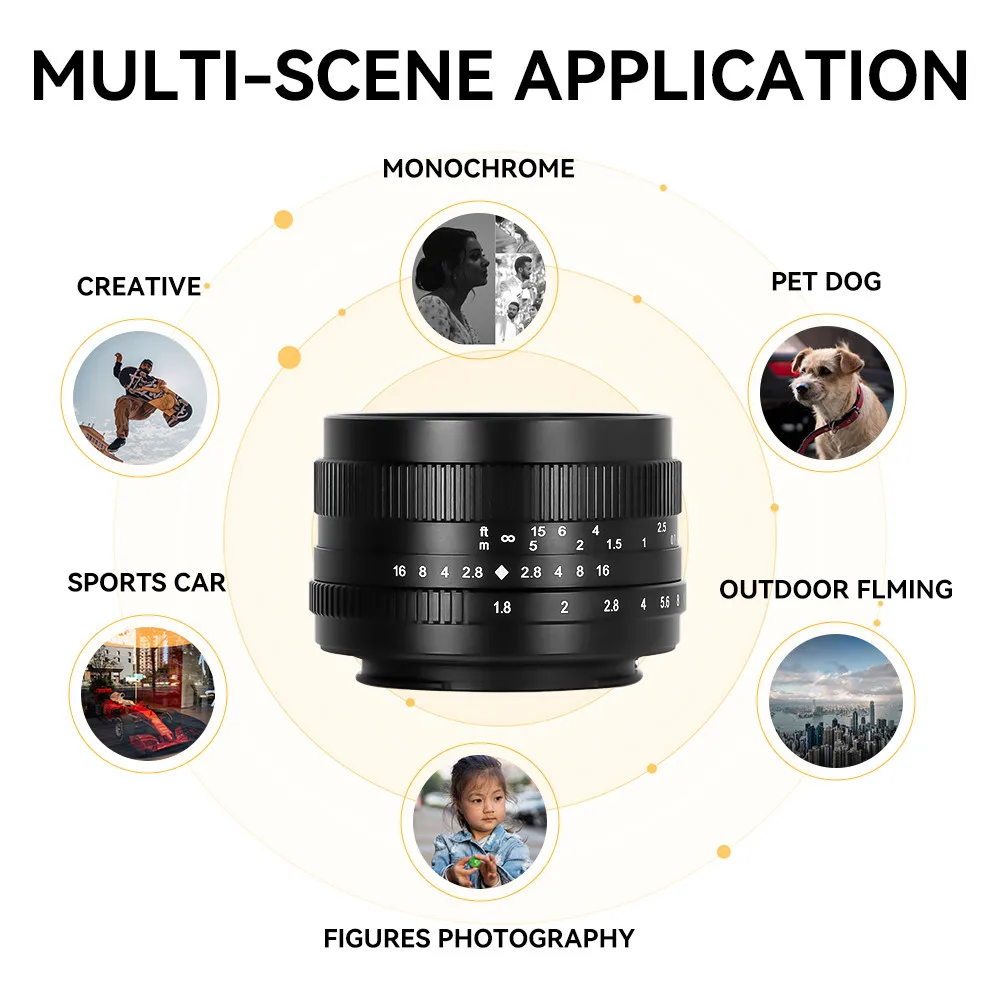 7artisans 50mm F1.8 APS-C Large Aperture Portrait Prime Lens For Canon EOS-M M50II Sony E A6000 Fujifx X-T4 X-A10 XT30 Micro 4/3