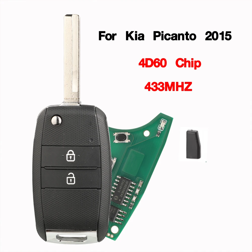 

Дистанционный автомобильный ключ jingyuqin, 433 МГц, чип 4D60, модель: DD2TX1307-TA, Smart для Kia Picanto 2015, замена.