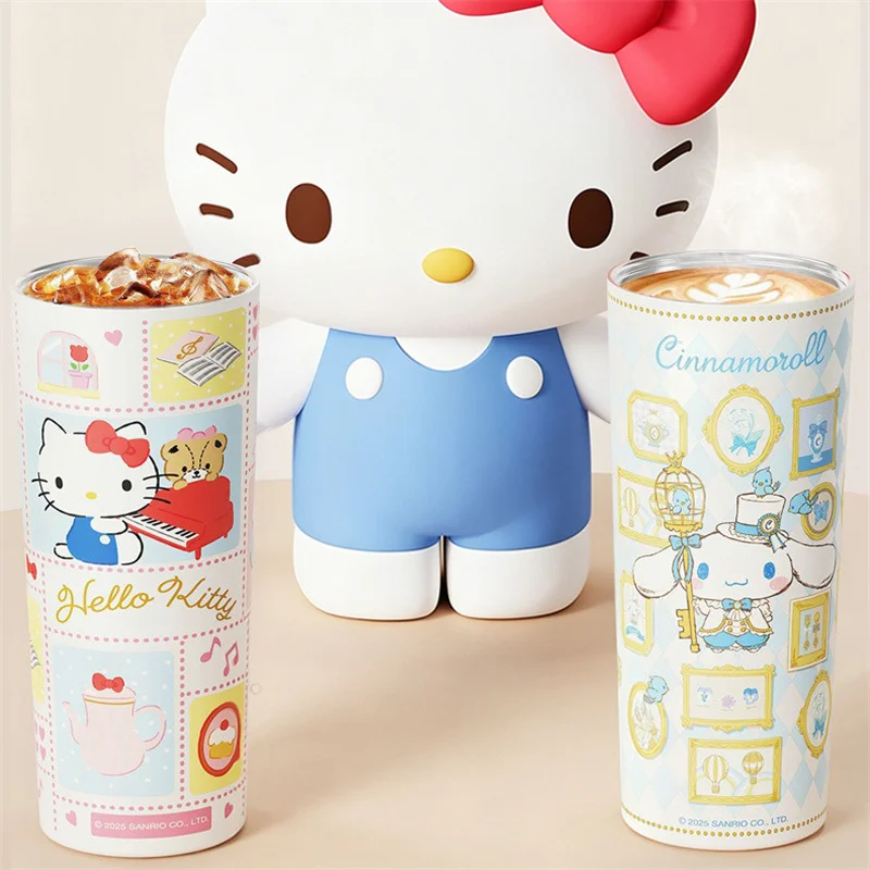 X&W Sanrio Thermos Cup Cartoon 3D Doll Lid Vacuum Flask for Lovely Gifts Keep Hot/Cold Ice Tumbler Cups with Straw＆Cup Lanyard