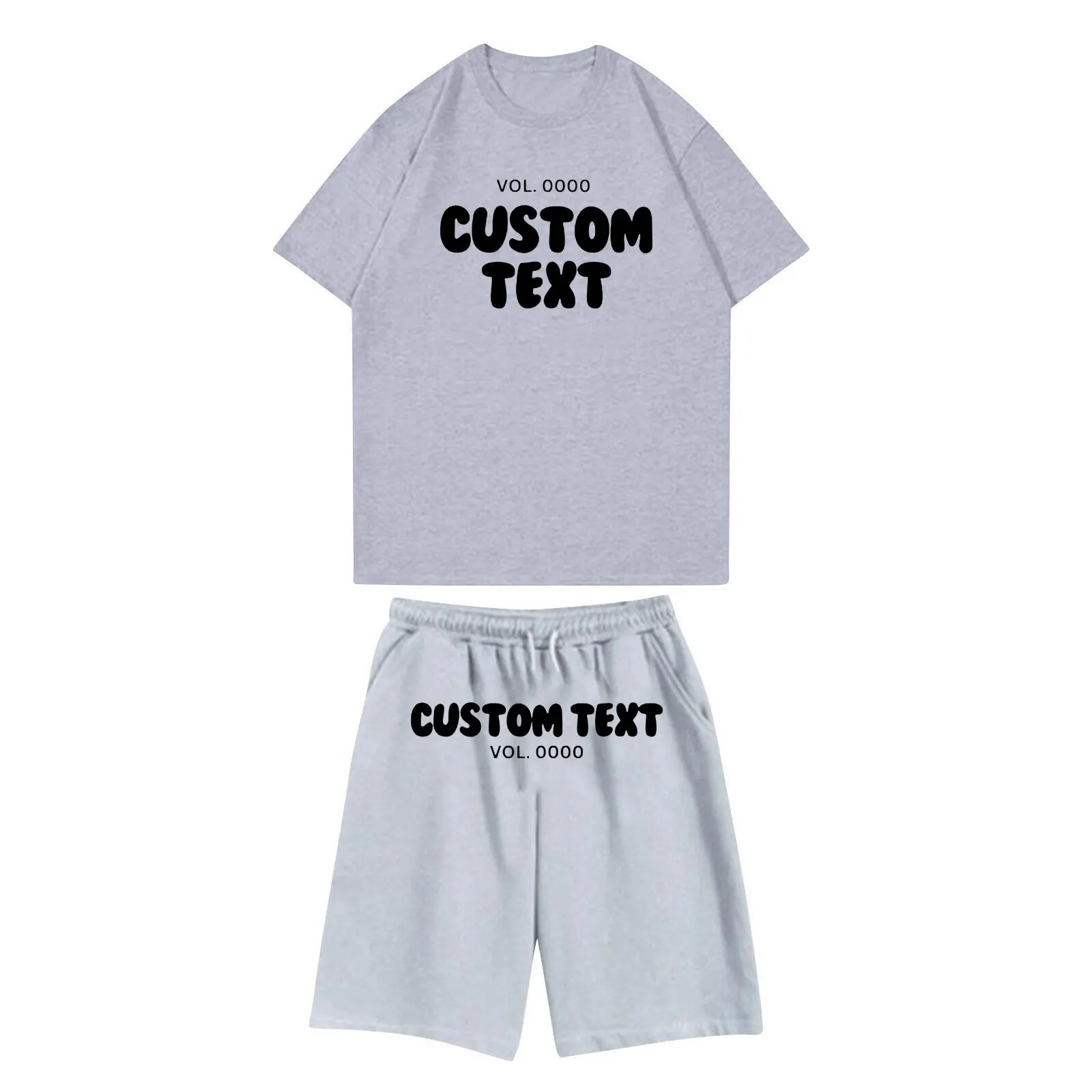 Summer custom text print Suit For Men cotton Fashion Casual Clothing T-Shirt + Shorts Two Piece Set Male Sports Suit