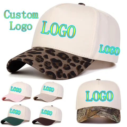 Outdoor New Custom Logo Leopard Baseball Cap Casual Men DIY Embroidery Text Snapback Hat Fashion Women Adjustable Peaked Caps