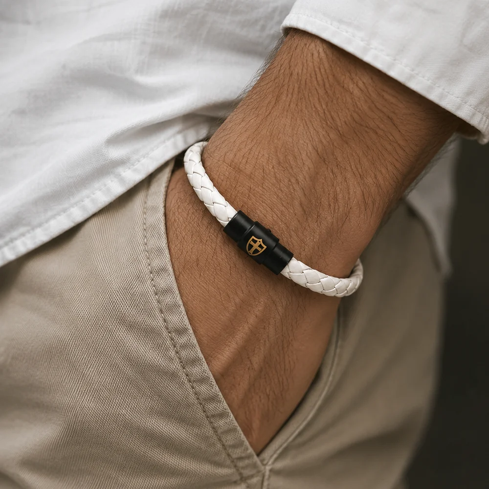 Ethnic Fashion Logo - Minimalist Mens Braided Leather Bracelet Luxury