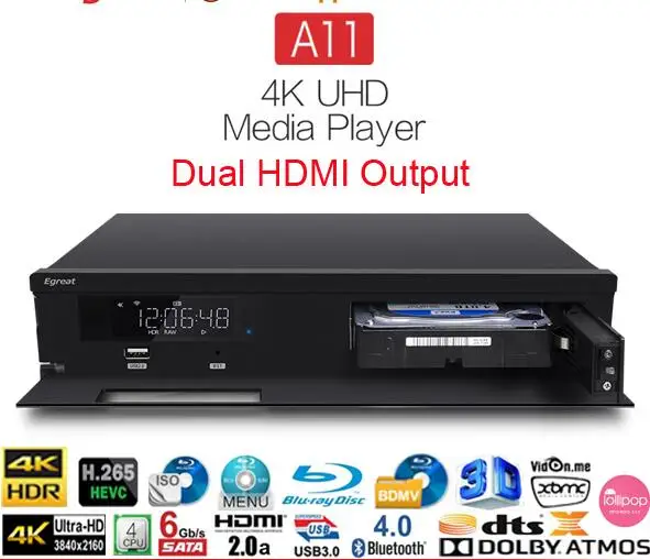 

Оригинальный медиаплеер Egreat A11 Hi3798CV200 Четырехъядерный 4K HDR 8 ТБ HDD Android TV Box