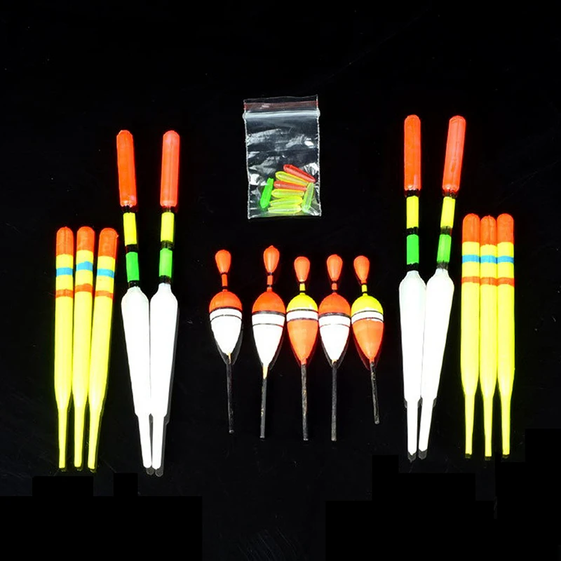 Fishing Float Set 15Pcs Professional Vertical Buoy With Glow Stick Multifunction Lure Float Fishing Tackle For Carp Fishing