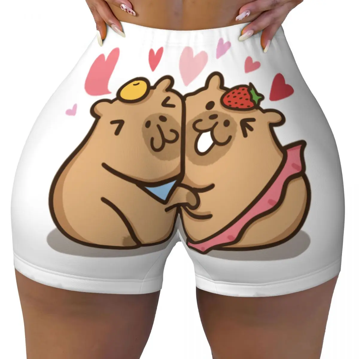 Custom Cartoon Animal Pets Capybara Gym Running Volleyball Shorts Women Workout Yoga Shorts