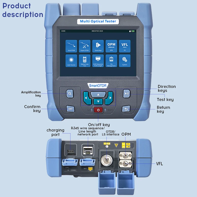 Imagem -05 - Mini Otdr Fibra Óptica Refletômetro Vfl Ols Opm Otdr Nk5100 sm mm Ativo 24db 100km 1550 1610nm Alta Qualidade