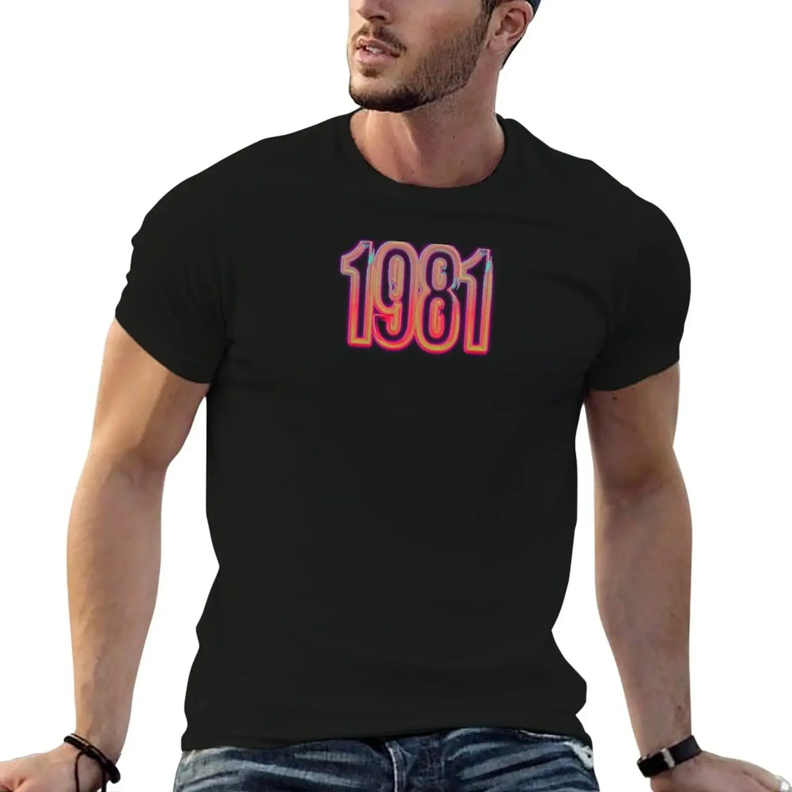 1981 Neon Retro Vintage T-Shirt graphic tee shirt korean fashion anime tshirt men clothes