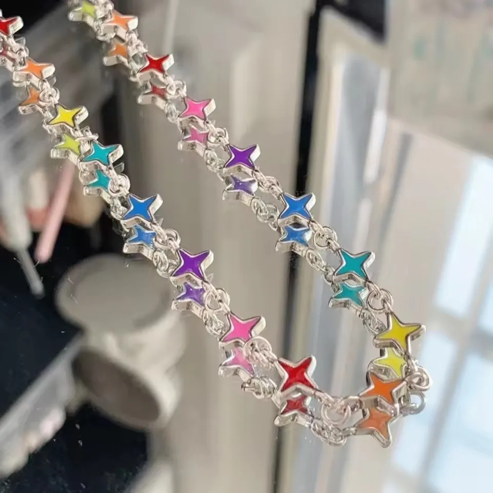 Y2K Vintage Punk Cool Star Cross Chains Choker Necklaces For Women Charm Hip Hop Grunge Goth 2000s Jewelry Accessories Wholesale