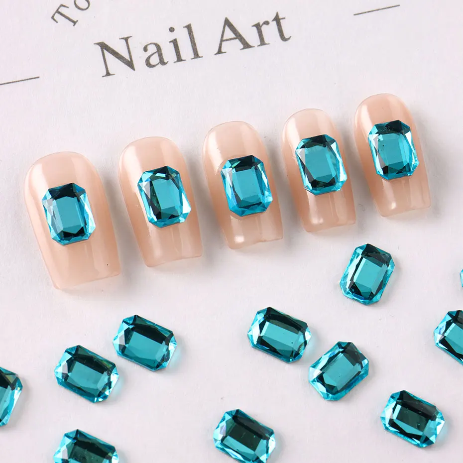 50/100 قطعة الأزرق مسمار سحر الراين تسلق البحر الأزرق جوهرة مسمار أجزاء بريق مربع شقة DIY بها بنفسك الماس الاصطناعي مانيكير ديكور
