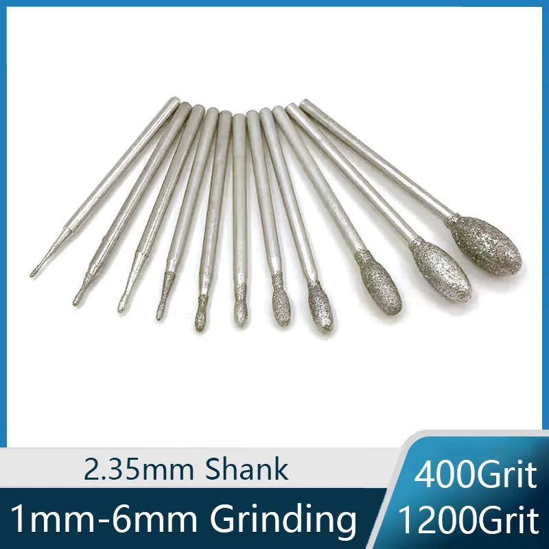 

Oval Diamond Rotary Tool Grinding Head Burrs Bits 2.35mm Shank For Wood Dremel