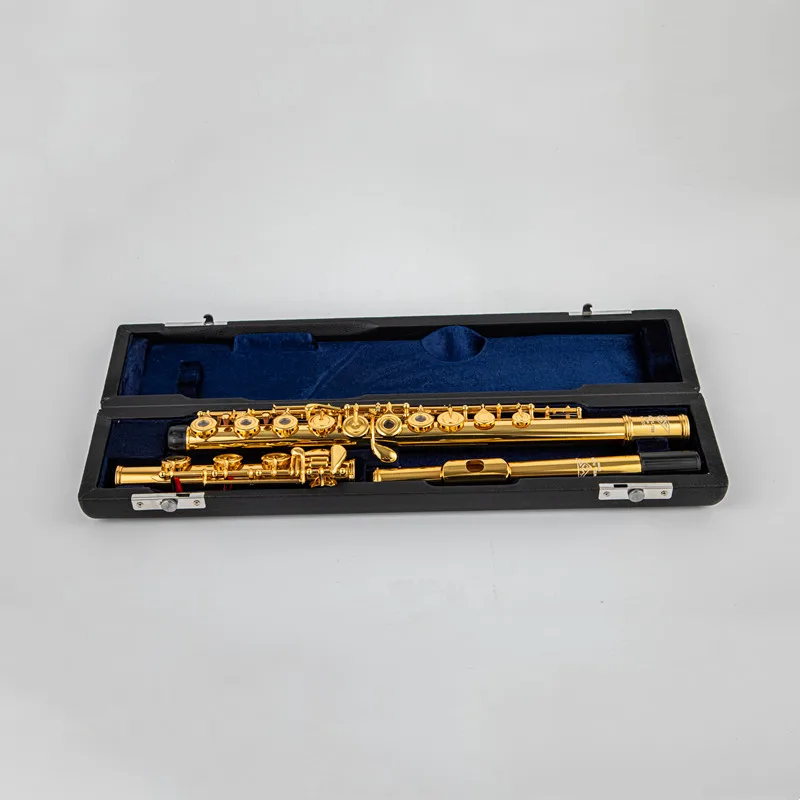 

USA Powell PS705 Flute Professional Cupronickel Opening C Key 17 Hole Flute 18k Gold Plated Musical Instruments With Case