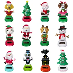 Car Ornaments Solar Powered Dancing Shaking Head Cartoon Halloween/Christmas Doll Toys Auto Dashboard Decoration Car Accessories