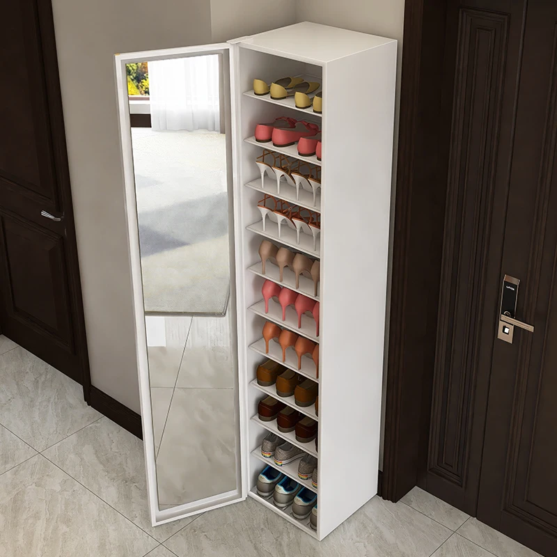 Shoe cabinet, large capacity entry, shoe rack cabinet, narrow side passage storage storage, steel cabinet against the wall