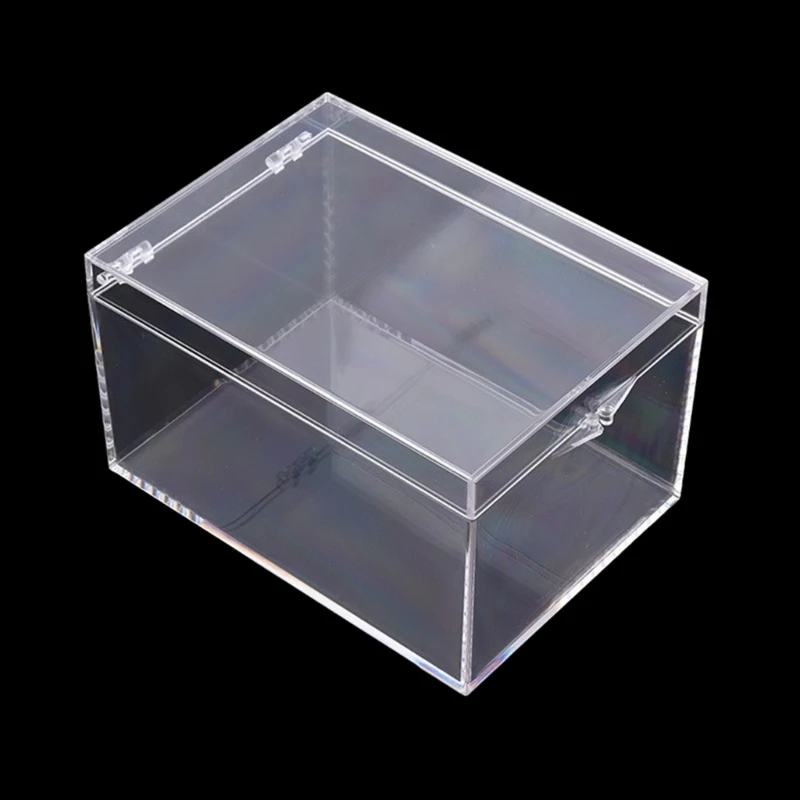 Caja almacenamiento acrílico transparente, estuche resistente polvo y a humedad para manualidades y almacenamiento