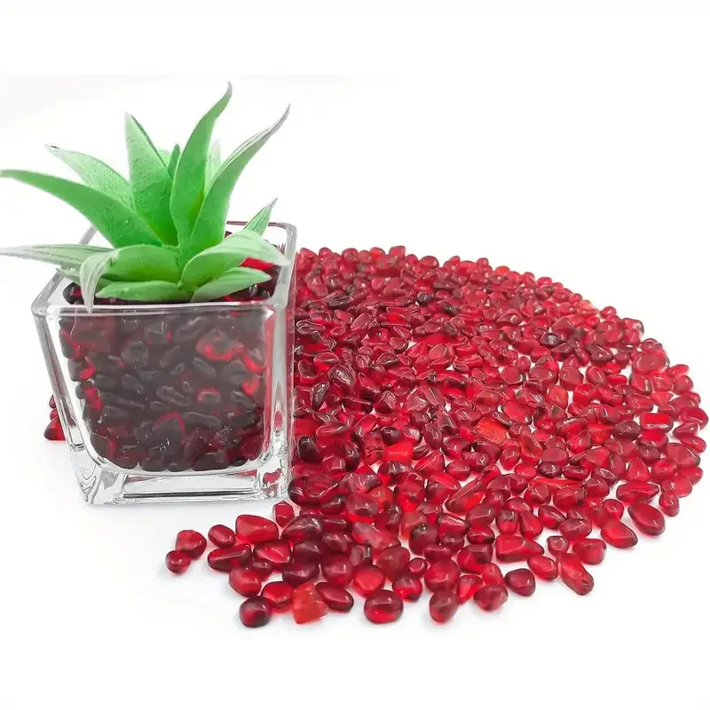 60g/150g/300g Red Glass Gravel, Irregular Glass Chips, for Fish Tank Decoration, Vase Filling and Garden Decoration