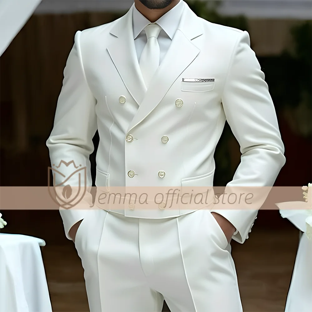 طقم بدلة رجالي مكون من قطعتين، نمط صدرية مزدوجة الصدر، بدلة وبنطلون، اختيار حفلات الزفاف والاحتفالات