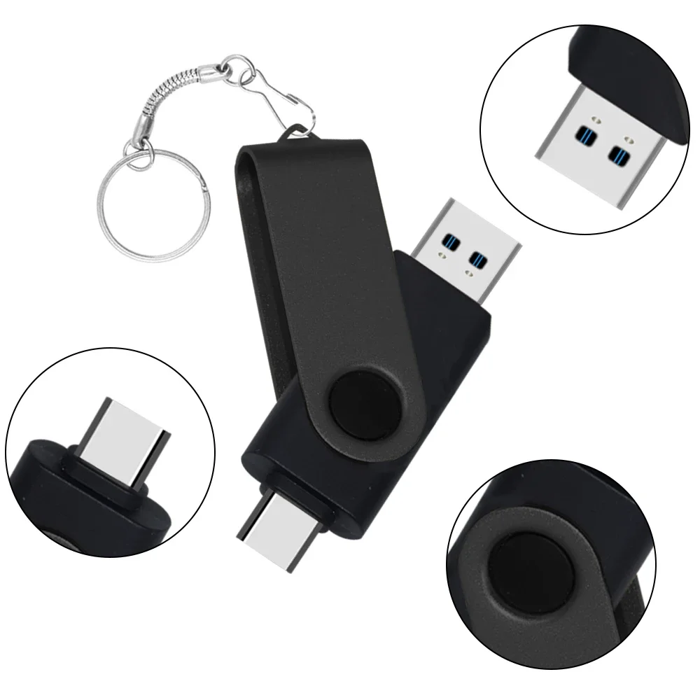 Obrotowa pamięć USB 128 GB 32 GB Pendrive 16 GB Pendrive 64 GB 2 w 1 Memoria Usb Stick Type-C флешка usb 2.0