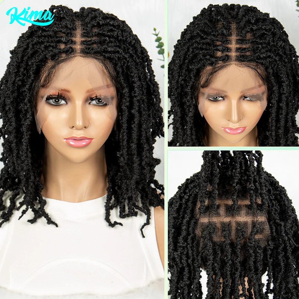 Synthetic Braided Wigs Full Lace Hair Wigs Short Locs Braids Wig with Baby Hair Handmade Braided Wigs for Black Women 14 inches