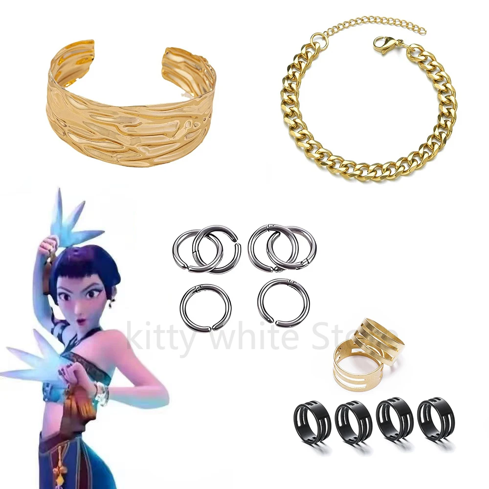 Película de Anime KPops Demon Hunters Zoey, accesorios de Cosplay, pendientes, anillos, pulsera, uniforme KPOP Huntrix, accesorios para fiesta de Carnaval y Halloween
