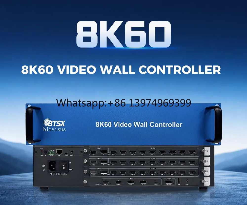 Industrial Grade 8K60 Modular Video Wall Processor, 5CH Input MxN Splicing Controller for Command Center LED LCD Screen