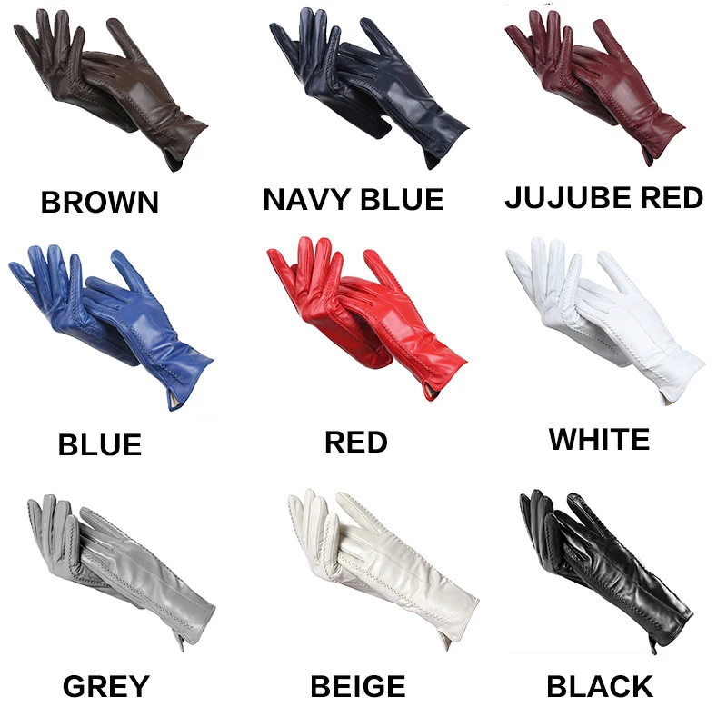 Guantes de piel de oveja para mujer, manoplas de piel de oveja, varios colores, gloves-2226C de alta calidad