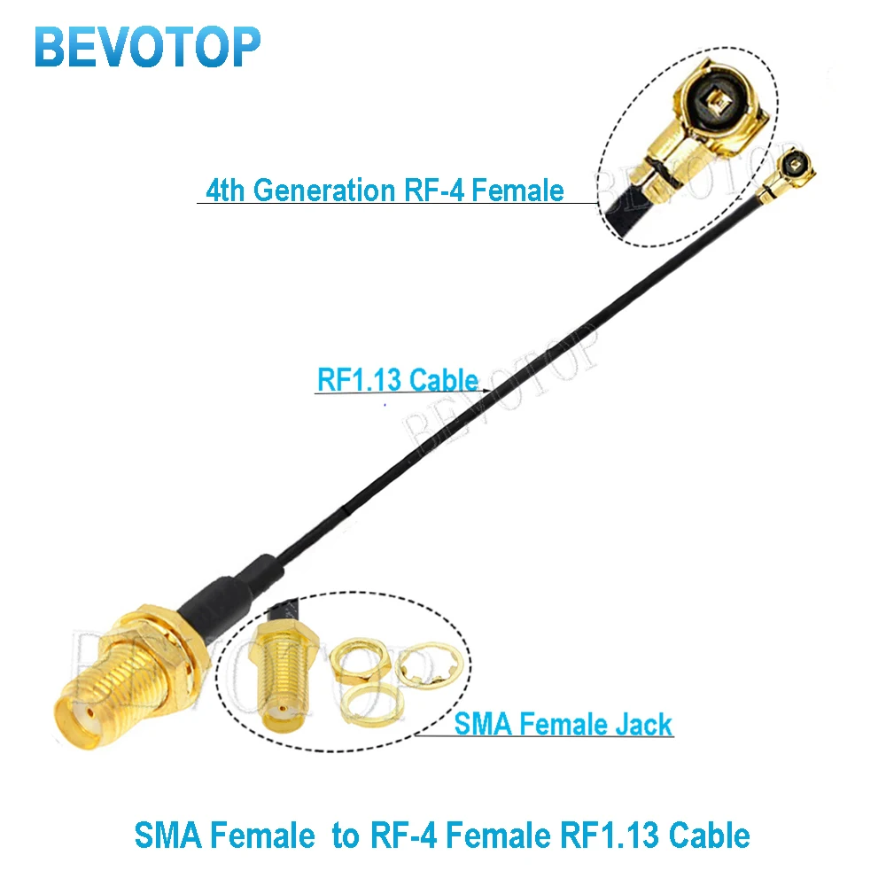 10Pcs/lot MHF4 Cable SMA Female to u.FL/IPX/MHF-4 Female Jack WIFI Antenna RF Cable RG1.13mm Pigtail Extension