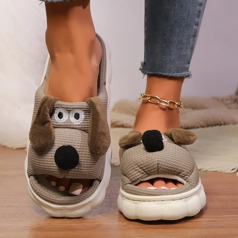 

Platform Slippers Women Home Cute Cartoon Animal Dog Designer Shoes Girls Fashion Casual House Slipper Flats Open Toe slippers