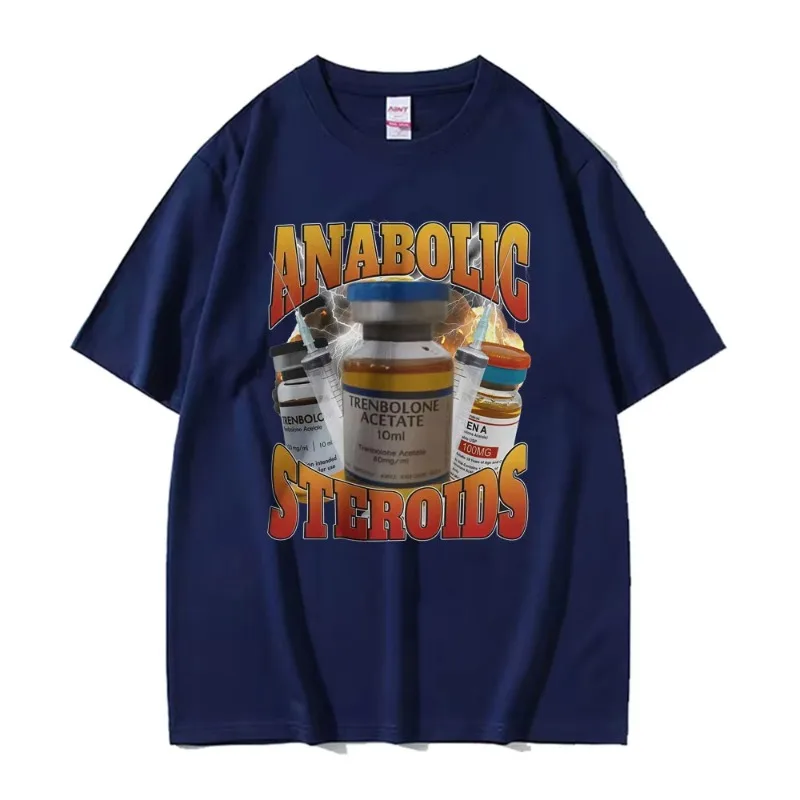 Funny Anabolic Steroids Meme Graphic Tee Shirt for Men Women Harajuku Hip Hop Streetwear T-shirt Male Summer 100% Cotton T Shirt