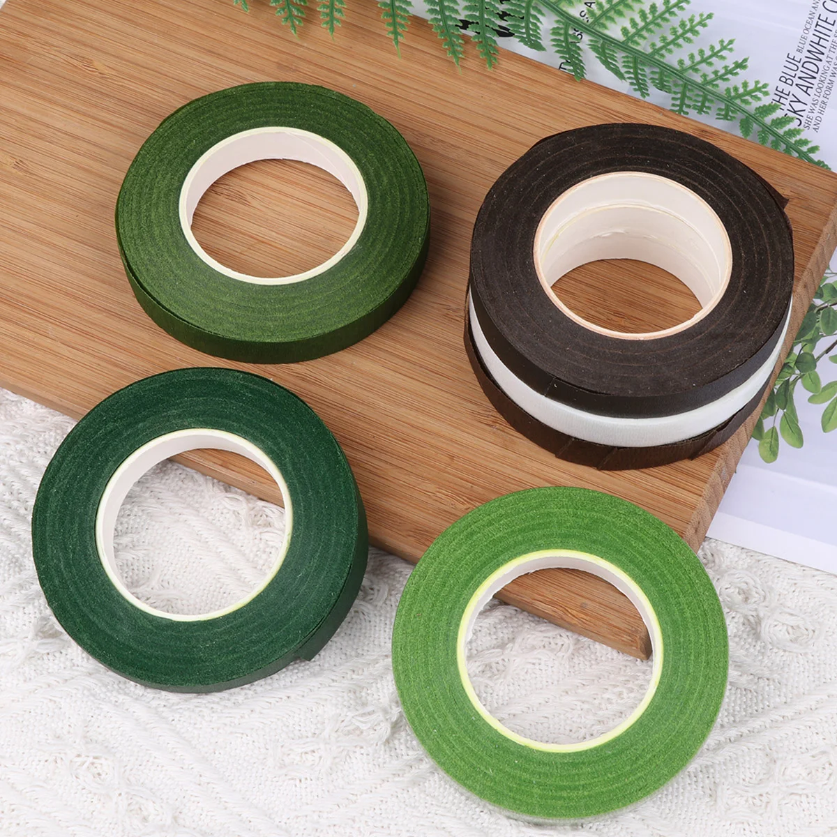 6 Rolls Colored Ribbon Floriculture Tape Practical Floral Flower Packaging Floral Stem Wrapping Tapes Bouquet DIY Decorative Tap