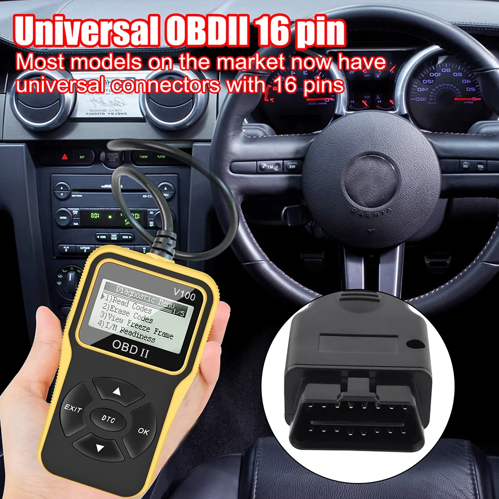 V100 16 Pin Car Diagnostic Tools Digital Display OBD2 Code Reader OBD 2 Scanner Car Accessories Engine Diagnostic Instrument