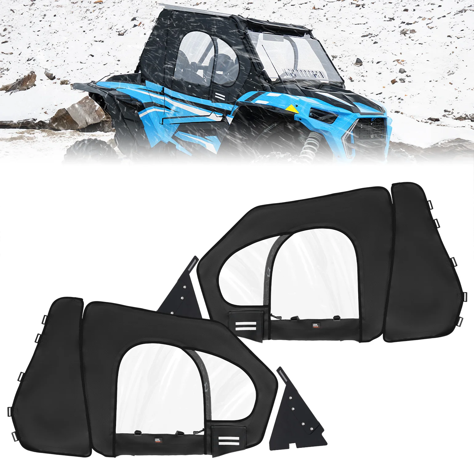 

UTV PVC Upper Doors with Steel Frame Compatible with Polaris RZR XP 1000 /RZR XP Turbo 2014-2023 Waterproof Upper Window Cab