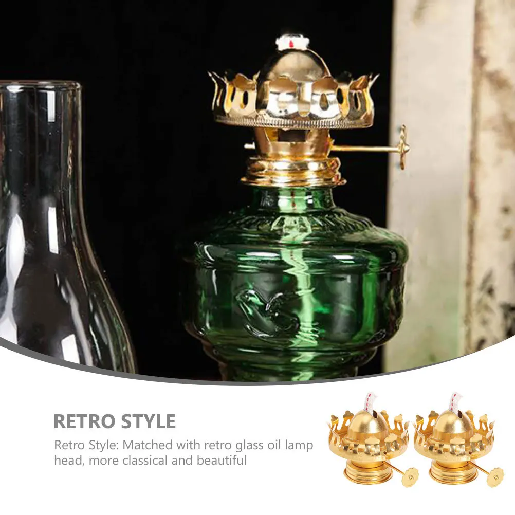 

2Pcs Oil Lamp Burner Replacement Accessories Lamp Regulator Adjustable Flame Vintage Style Metal Base Parts