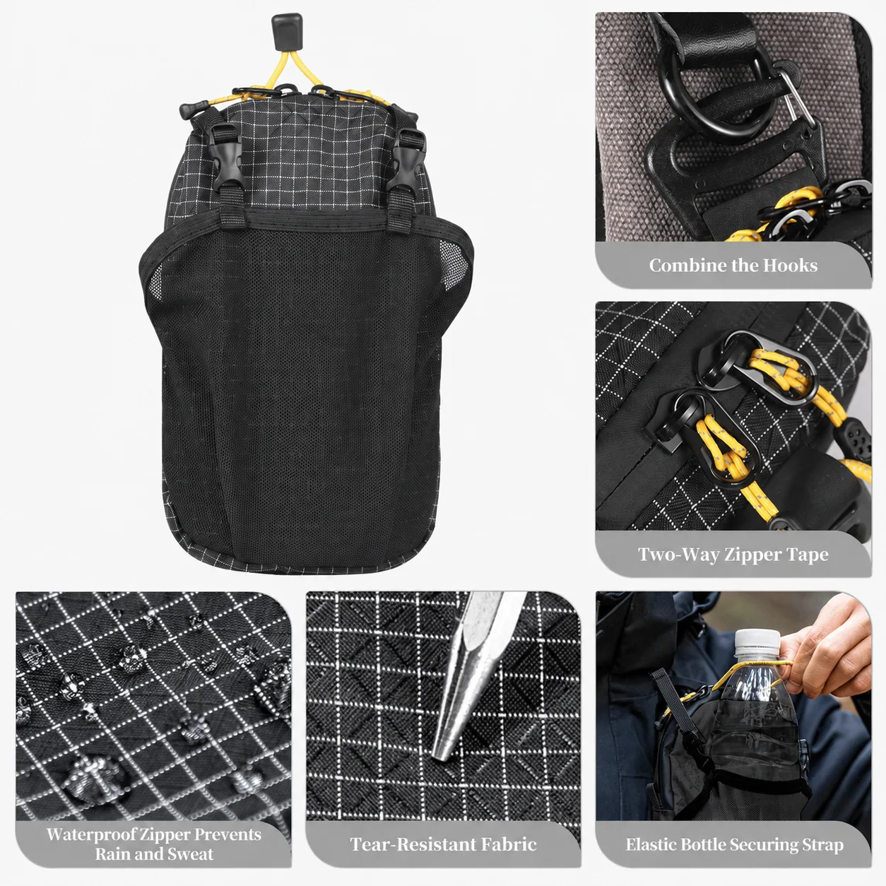 Tactical Shoulder Pouch Waterproof 2.8 oz Ultralight For Mountain Climbing Camping Walking Phone Pocket and Quick-Adjust Strap
