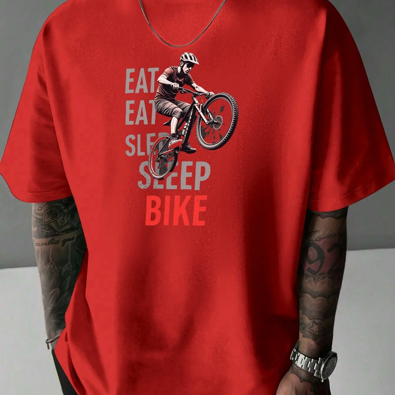 

Men's Inspirational T-Shirt - 100% Cotton Comfort Short Sleeve Crew Neck Casual Shirt Bike Print