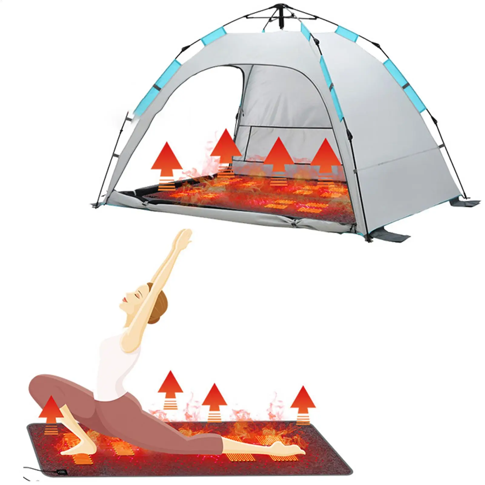 7 Heated Areas Camping Chair Heated Mat Outdoor Travel USB Electric Blanket 3 Adjustable Temperature Heater Warmer Cushion