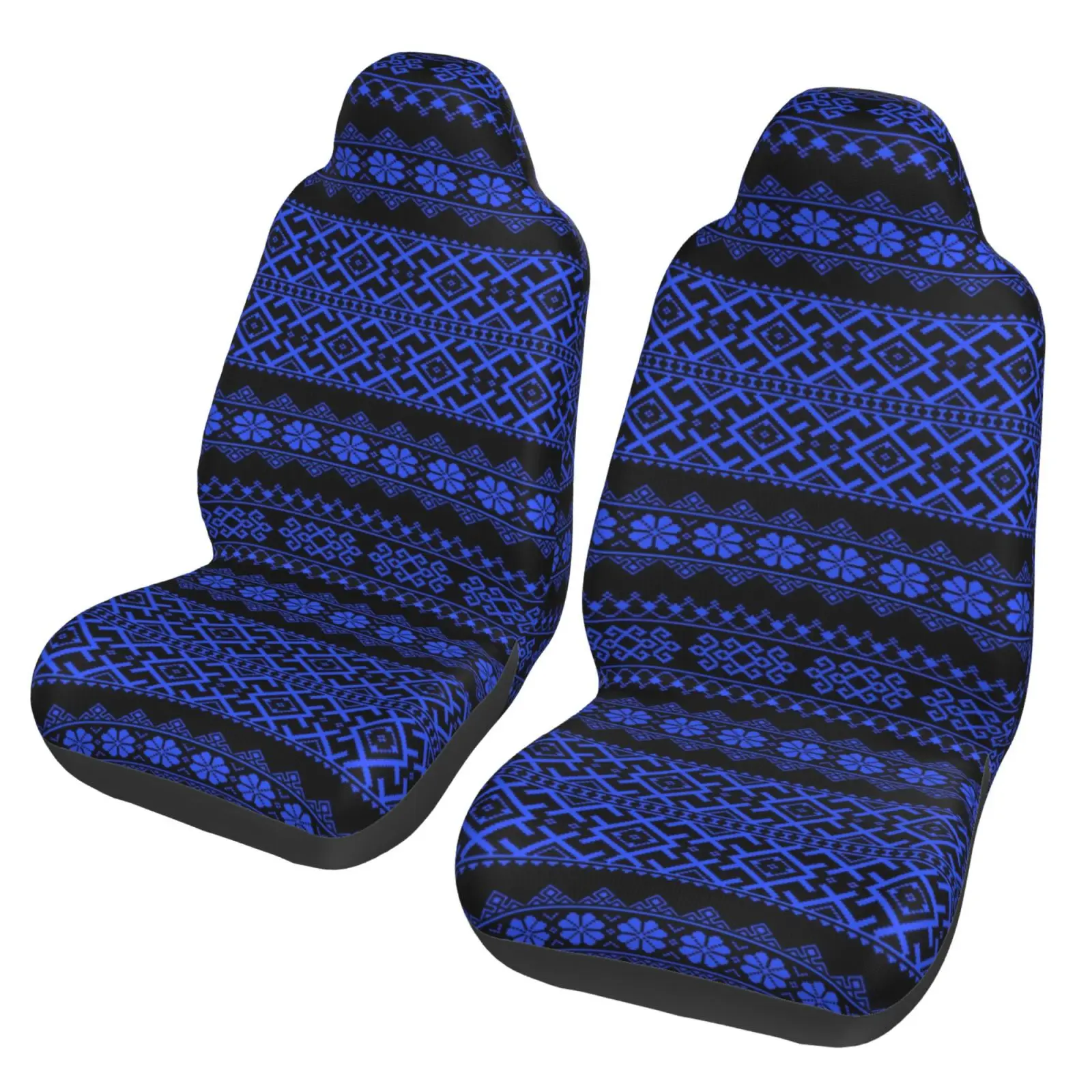 Black and Blue Retro Printed Checkered General Motors Seat Cover Suitable for All Car Seat Cover Protection 2-piece Set
