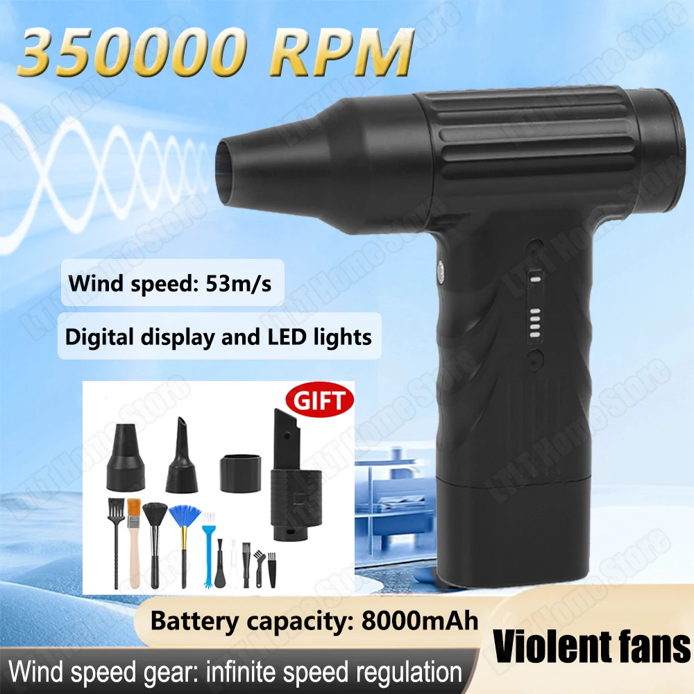 

Mini Air Blower Snow Removal Fan 350000 RPM Handheld Electric Turbo Jet Fan 55m/s Wind Speed Brushless Motor Violent Fan