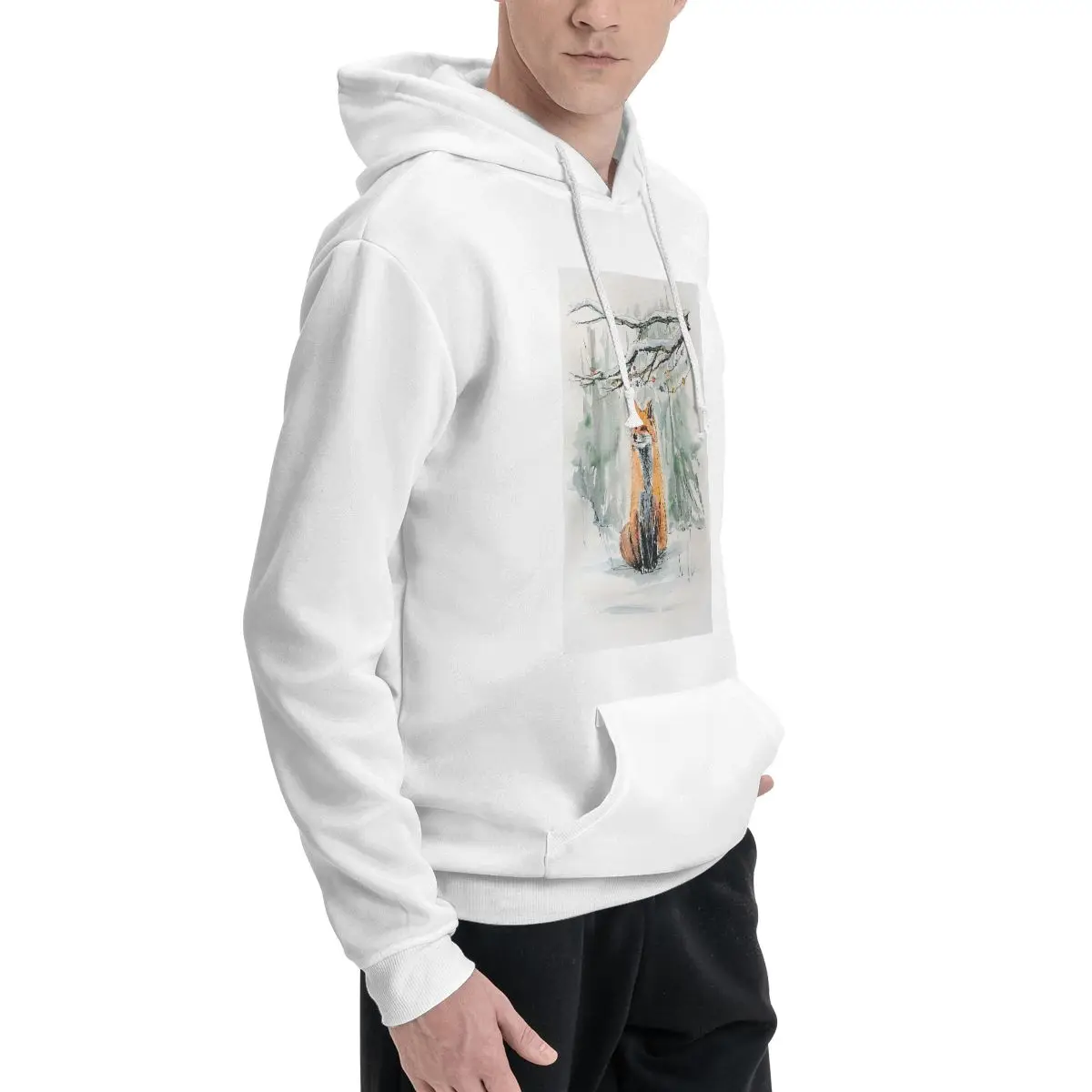 Red Fox In The Snow Forest Hoodies Men's Women Casual Pullover Sweatshirts Harajuku Long Sleeve Clothing Autumn Winter