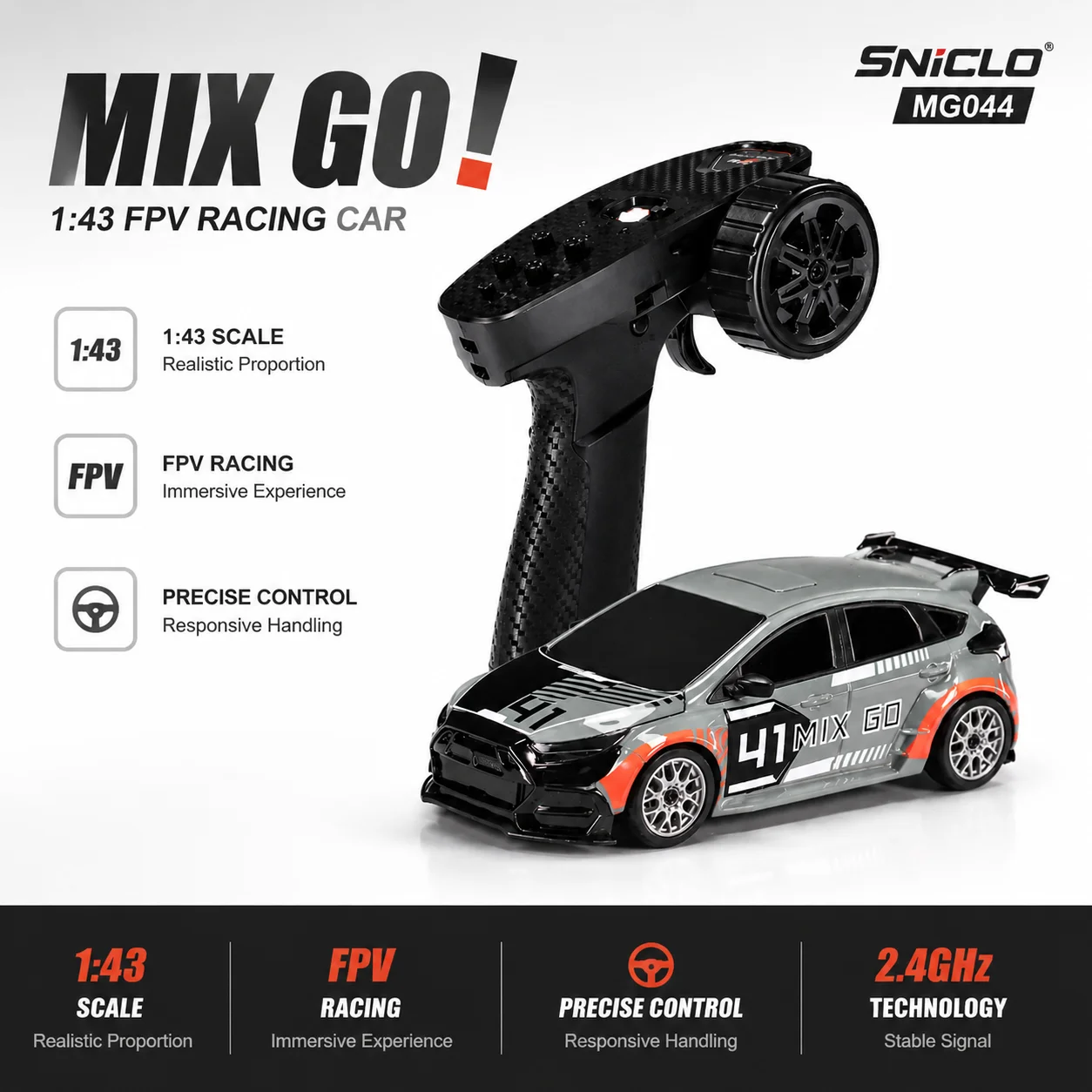 Sniclo 1:43 RC Drift Car 4WD FPV Remote Control Racing Car Dual Mode High Speed Mini Off Road Vehicle Toy for Kids Adults