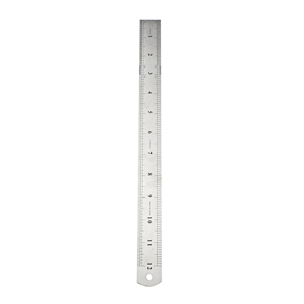 Graduated Steel Ruler Straight Metal School Office Double Scale Measure Stainless Precision Practical Home Students