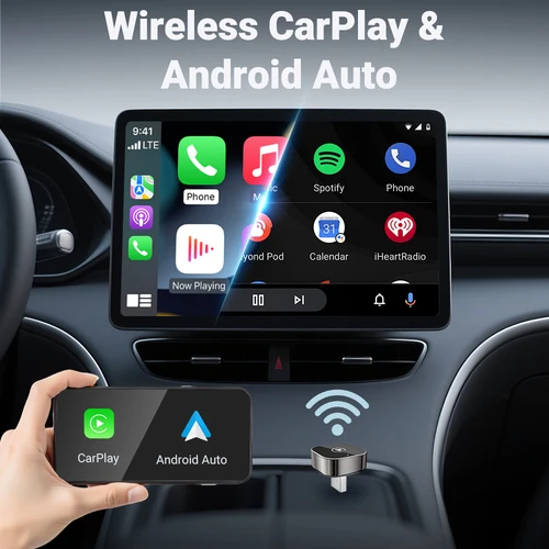 Imagen 2 del producto Nuevo Adaptador CarPlay 2 en 1 con Cable a Inalámbrico, Dongle Android Auto, Accesorio para Auto de Alta Calidad, Caja Inteligente con WiFi de 5GHz, Tipo-C/USB