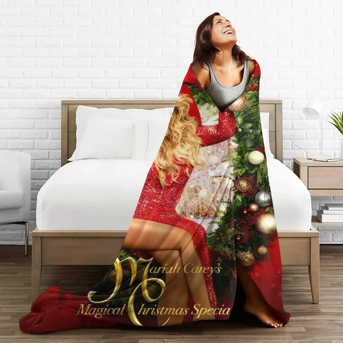 Mariah Carey Super Warm Blankets Singer Christmas Gift Camping Bedding Throws Winter Print Flannel Bedspread Sofa Bed Cover