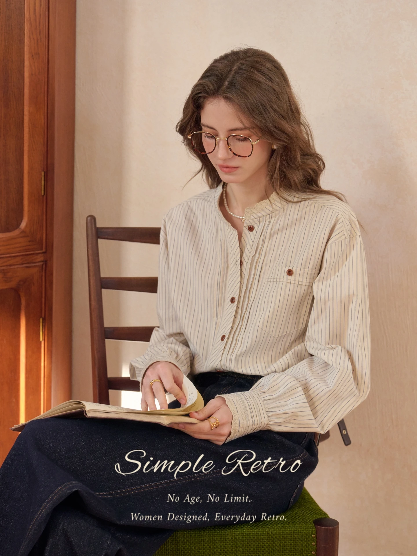 

Женская хлопковая фланелевая рубашка SimpleRetro в полоску с вышивкой, воротником-стойкой, удобная, дышащая, для повседневной носки, длинная