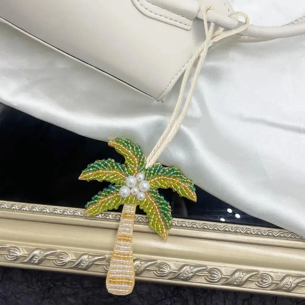 

New DIY Patch Coconut Tree Handmade Keychain Sewing Crystal Starfish Sequin Hanging Keyring Gift