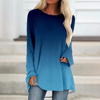 女性のためのファッショナブルな3DプリントTシャツ,無地の長袖グラフィックTシャツ,特大のTシャツ