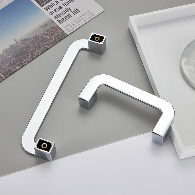 Chrome Zinc Alloy Semi-circular Cabinet Furniture Door Handle Modern Wardrobe Drawer Knob Bathroom Pull Ring Home Decoration