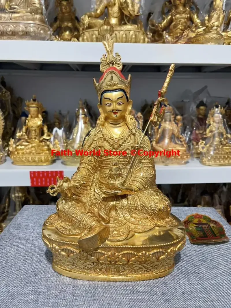 Special offer large gilding Tibet Buddhism temple Padmasambhava master Guru Rinpoche Buddha statue HOME protection worship