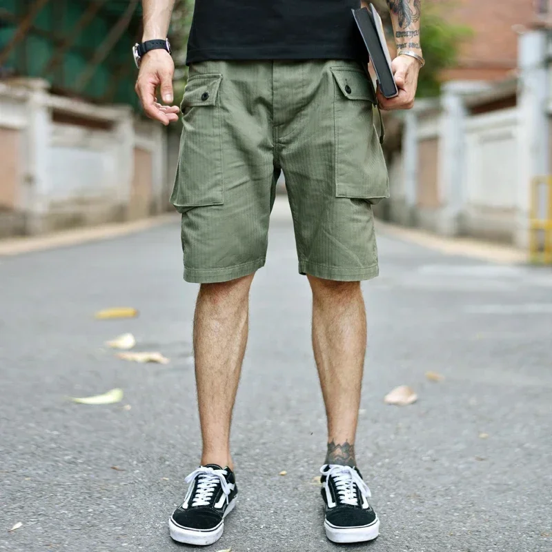 SauceZhan USMC P44 U.S. ARMY HBT Shorts VINTAGE Casual Shorts American Retro Military Shorts Overalls Mens Shorts Baker Pants