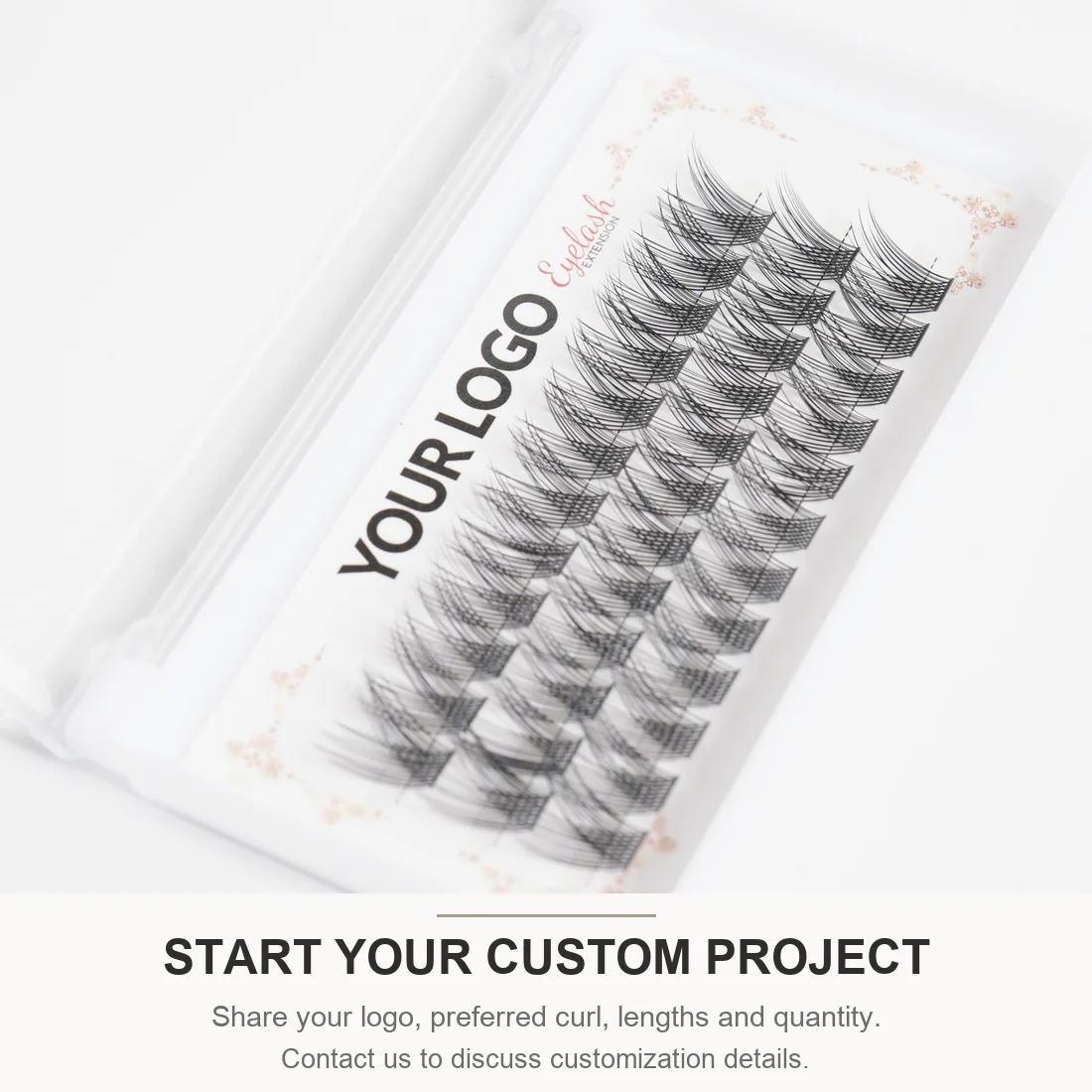 Schwarze IG01 DIY Cluster-Wimpern Selbstanbringung Wimpernverlängerungen Natürliche Zarte Falsche Wimpern OEM Private Label Maßgeschneiderte Wimpern – Detail 6